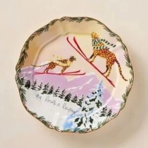 Anthropologie Inslee Fariss 12 Days Of Christmas Lords Leaping  Dessert Plate